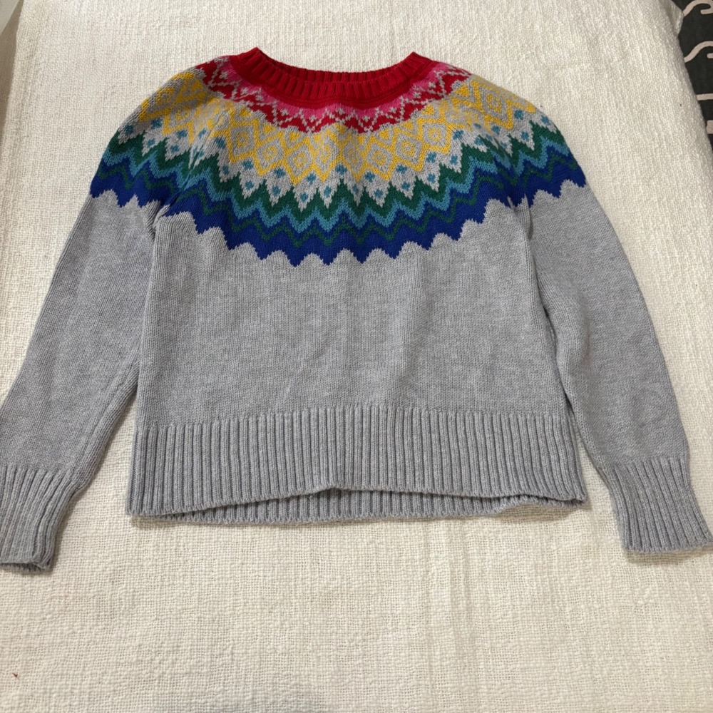 Gymboree Kids Grey Rainbow Fair Isle Knit Sweater Size S 5-6 Pullover